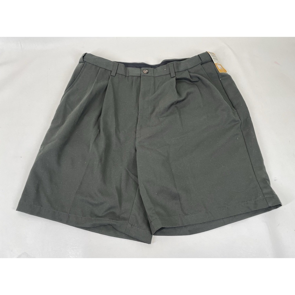 Haggar Cool 18 Microfiber Wrinkle‎ Free Comfort Pleated Shorts Mens 38W Green
